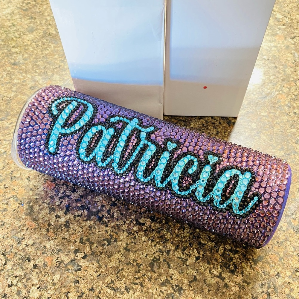 🛑 CLEARANCE New Handmade “Patricia” Blinged tumber. Bedazzled tumbler 20oz